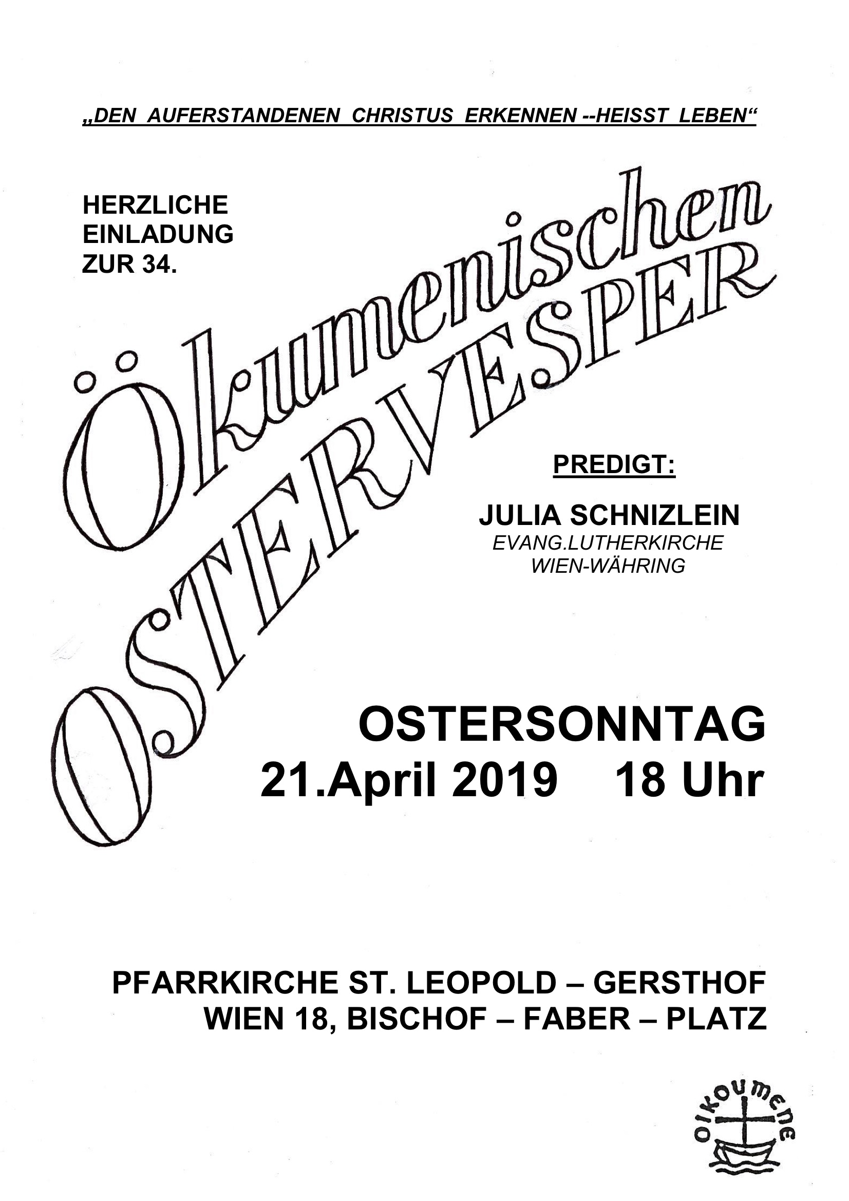 2019 OSTERVESPER Plakat